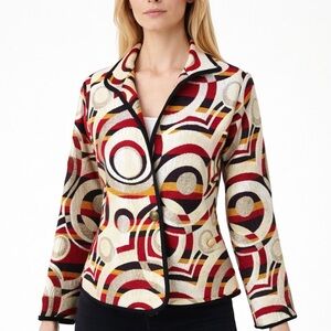 Vintage Khangura Textured Woven Jacquard Artsy Jacket Abstract Blazer Size L